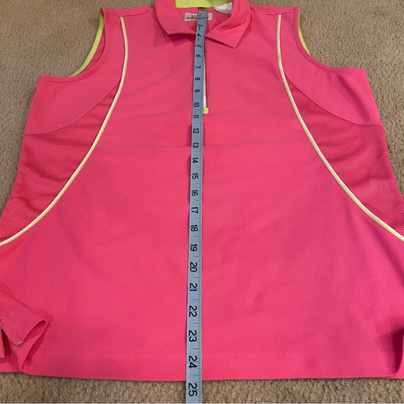 EP Pro Tech Half Zip Golf Tank pink with white/green trim size Large - Picture 10 of 16
